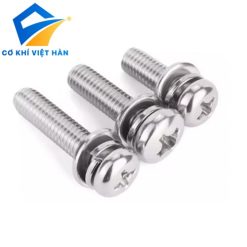 Vít pake tròn liền long đen kép inox