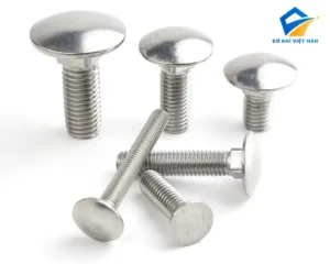 bu lông inox đầu tròn, chất liệu inox 304 sáng bóng, chống ăn mòn.