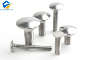 bu lông inox đầu tròn, chất liệu inox 304 sáng bóng, chống ăn mòn.