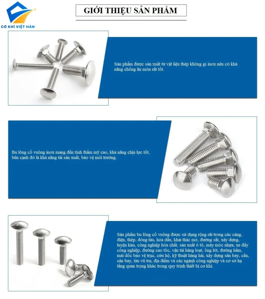 Bu lông inox, vít inox, tắc kê nở inox, chất lượng cao