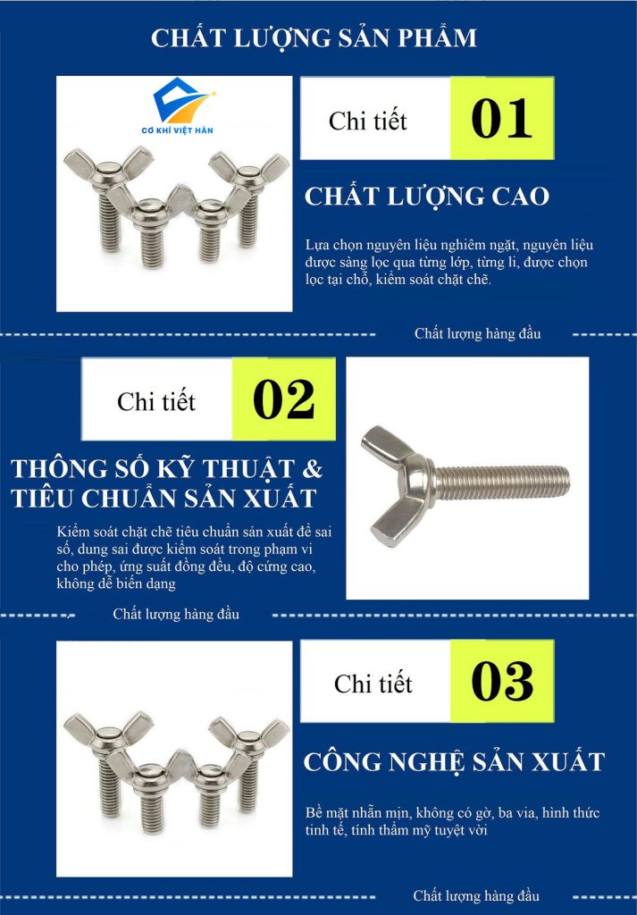 Bu lông tai chuồn inox tiêu chuẩn Din 316